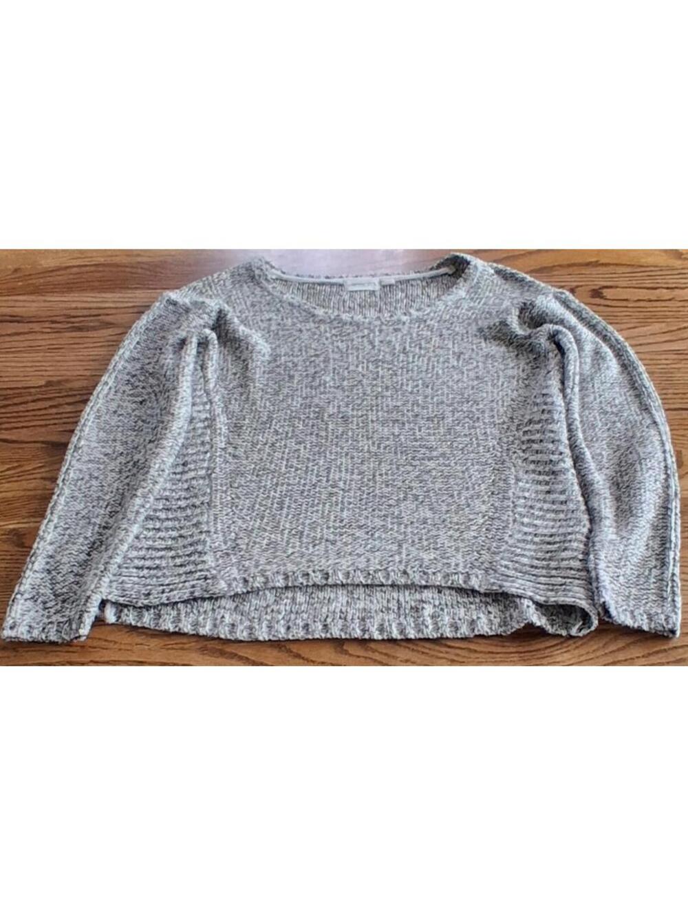 Retrod knit gray sweater brown leather patch on elbows, sz M